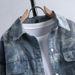 Spring New Trendy Denim Jacket Men's Rascal Handsome Washed Collar Casual Top Cover Bag Camo Work Coat_mkmklike.com