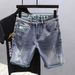 Men's Clothing Summer New Men's Trend Light Color Jeans Shorts Ripped Fashion Loose Shorts Men_mkmklike.com
