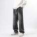 Men's Washed Denim Jeans Straight Leg Loose Fit Retro Distressed Street Style Hip Hop Pants Spring Autumn European American_mkmklike.com