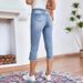 K Women's Jeans With Elastic Waistband And Elastic Drawstring_mkmklike.com