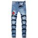Men's Clothing Spring And Autumn Men's Casual Distressed Embroidered Slim Fit Jeans_mkmklike.com