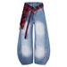 Spring And Autumn New Plaid Straps American Retro Scimitar Jeans Men And Women Loose Couple Versatile Casual Trousers Tide_mkmklike.com
