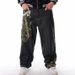 Suitable For All Seasons Embroidered Hip-Hop Jeans For Men Trendy HIPHOP Street Dance Casual Loose Plus Size Skateboard Pants_mkmklike.com