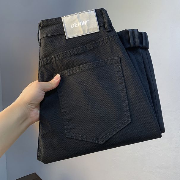 Men's Clothing Men's Casual Jeans Autumn New Style Slightly Loose Slim Straight Pants Beige Basic Style High End Men's Pants_mkmklike.com