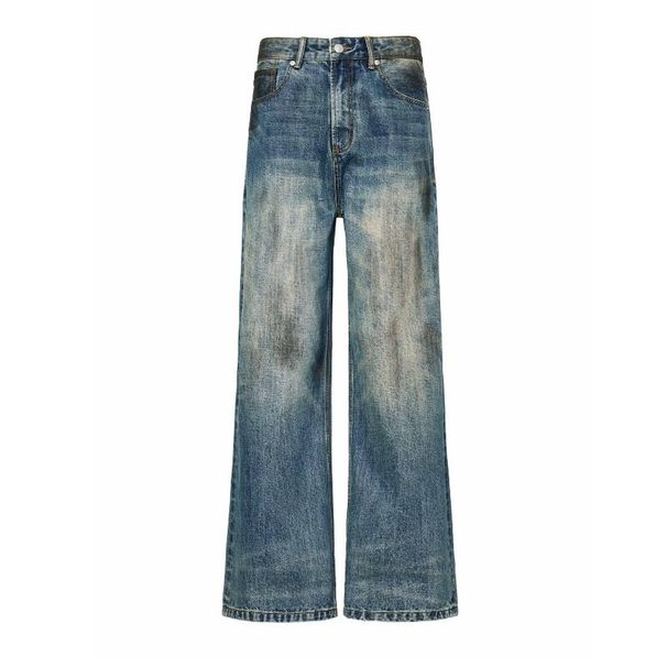 Retro High Street Loose Straight Jeans for Men mid Waist Trendy American Wide Leg Pants Spring Autumn New Collection_mkmklike.com