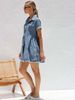 Summer And Autumn New European And American Women's Clothing Short Sleeved Pocket Loose Shirt Dress Denim Dress_mkmklike.com