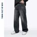 Men's Clothing Retro Distressed Washed Gradient Jeans Classic Straight Leg Trendy Loose Unisex Long Trousers_mkmklike.com