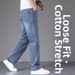 Men's High End Wide Leg Jeans Midweight Cotton Casual Pants Loose Fit Spring Autumn Style Black Mid Waist Long Non-Stretch_mkmklike.com