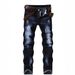 Men's Clothing Men's Slim Fit Stretch Denim Jeans - Distressed Black Blue Washed Straight Leg Casual Pants For Youth (Sizes 30-40)_mkmklike.com