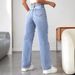 Women's Clothing Pocket Ripped Casual Denim Wide Leg Pants_mkmklike.com