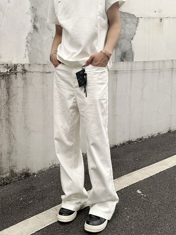 "Retro Maillard Brown Jeans – Unisex Loose Fit Straight Leg Pants With Slimming Effect, Wasteland Style Denim For Casual & Streetwear"_mkmklike.com