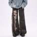 Summer Thin Cut Men's American Street Black Workwear Jeans With Holes And Rough Edges, High Waist Loose Wide Leg Floor_mkmklike.com