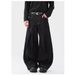 Black Denim Statement Pants – High Street Vintage Wide-Leg Jeans With 3d Pleats & Contrast Stitching_mkmklike.com