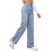 K Women's Elastic Loose Straight Leg Jeans_mkmklike.com