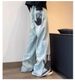Vintage Handprint Jeans – Hip-Hop Inspired Distressed Bell-Bottom Pants (S-3XL, Midweight Cotton, Retro Washed For Streetwear & Skate Style)_mkmklike.com