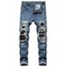 Men's Leather Jeans P8008 P8009 Midweight Wide Leg mid Waist with Slight Stretch for Professional Orders_mkmklike.com