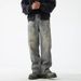 "Men's Retro Splatter Paint Jeans – Loose High Street Style, Washed Straight Leg Pants (Artistic Distressed, Summer Casual, Trendy Streetwear)"_mkmklike.com