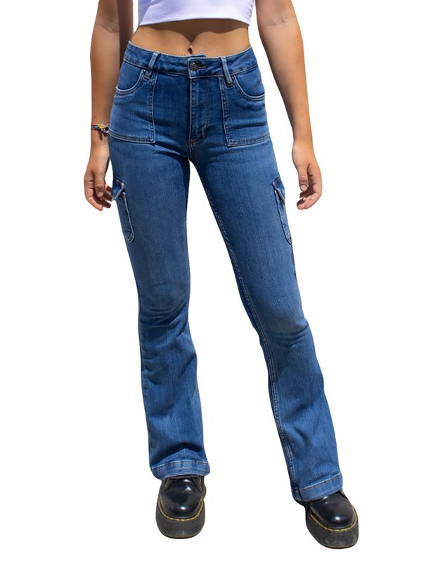 Fashionable new casual overalls multi-pocket stretch jeans women_mkmklike.com