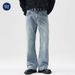 Men's Clothing Men's Washed Straight-Leg Jeans - Relaxed Fit Vintage Denim Pants With Slight Flare, High Cotton Comfort (Blue, Size 28-40)_mkmklike.com