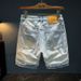Men's Clothing Destroyed Sewing Denim Shorts Men Summer Thin Light Blue Shorts Printed Loose Five Point Casual Pants_mkmklike.com