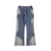 American Washed Distressed Patchwork Deconstruction Gradient Jeans, Men's Trendy Brand, Cool And Loose, Slightly Flared_mkmklike.com