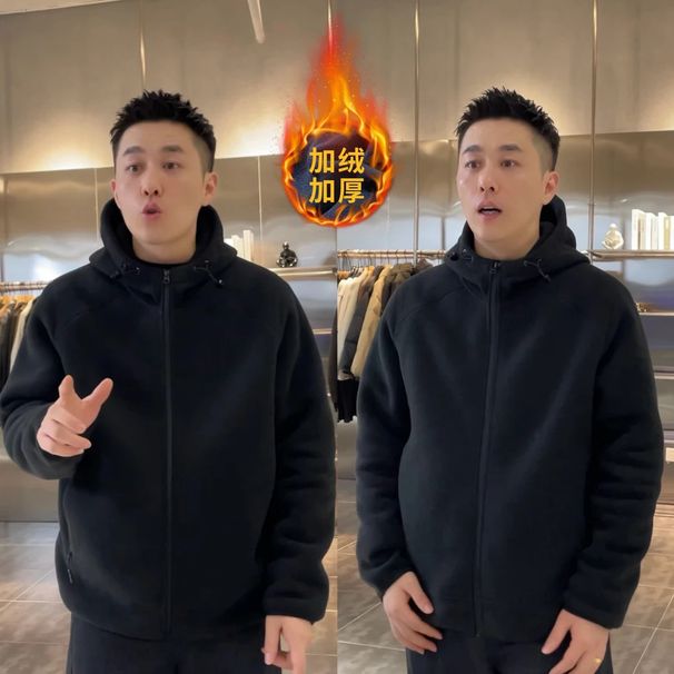 Autumn Winter New High-end Fleece Warm Comfortable Zipper Unisex Hooded Jacket_mkmklike.com