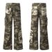 Men's Clothing Street Trend Camouflage Workwear Casual Pants Men And Women Vieb Style Multi Pocket Flared Stitching Trousers_mkmklike.com
