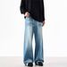 Men's Clothing Retro Washed Wide Leg Jeans Pleated Relaxed Fit Loose Drape Straight Leg Floor Length Trousers Men Women New Style_mkmklike.com