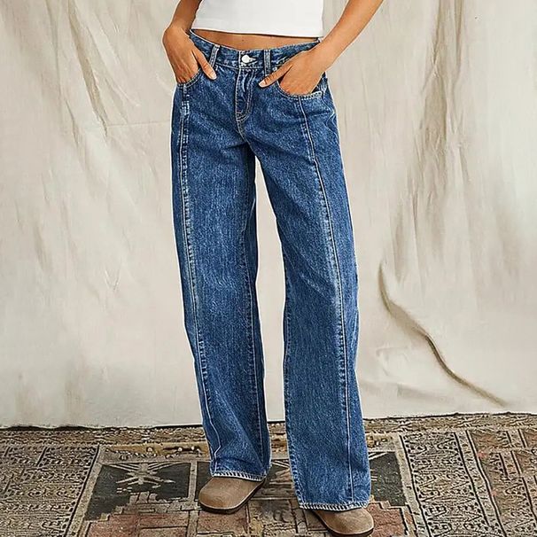 Women's mid Rise Slimming Wide Leg Jeans European American Style Retro Straight Leg Pants Casual Cotton Spring New 2026_mkmklike.com