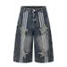 Vintage Americana Star Patch Embroidered Distressed Denim Capri Pants For Men And Women, High Street Summer Wide Leg Cropped Trousers_mkmklike.com