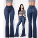 Women's Clothing High-Waisted Women's Stretch Jeans Wide Leg Stretch Denim Flared For Formal & Casual For Women_mkmklike.com