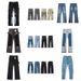 Workwear Patchwork Jeans For Men – Distressed Fringe Straight-Leg Denim Pants (Black/Blue/Camo, S-Xl)_mkmklike.com