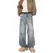 Men's Clothing High Street Washed Distressed Jeans Men's Spring And Summer New Straight Wide Leg Trousers_mkmklike.com