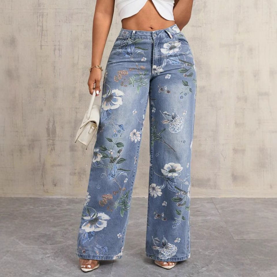 Streetwear Print Jeans For Women – Vintage Loose Fit Denim Pants With Gothic & Hip-Hop Vibes | Plus Size 3XL Available (Blue Wash)_mkmklike.com
