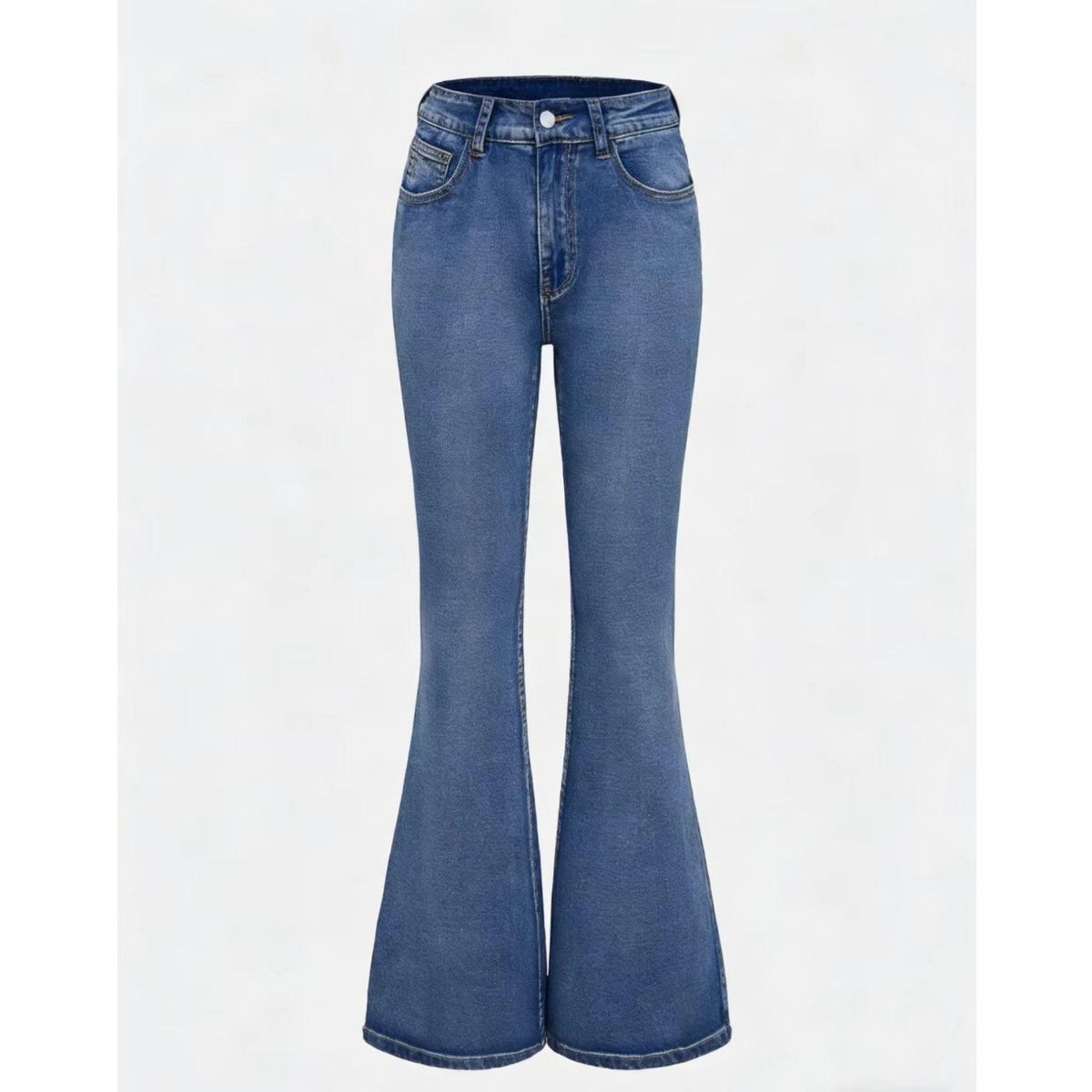 Women's Clothing Women’s High-Waisted Stretch Flared Jeans – Vintage Washed Embroidered Denim Pants For Casual & Streetwear (S-L, Blue)_mkmklike.com