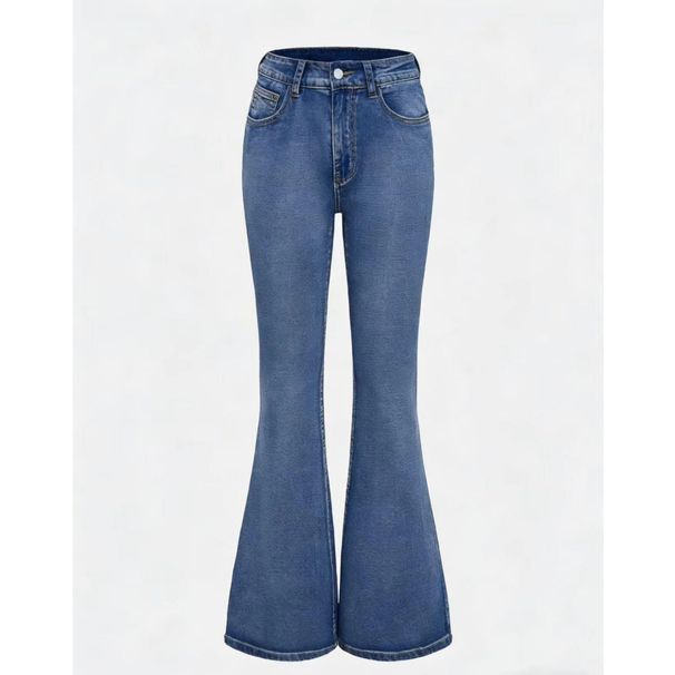 Women's Clothing Women’s High-Waisted Stretch Flared Jeans – Vintage Washed Embroidered Denim Pants For Casual & Streetwear (S-L, Blue)_mkmklike.com