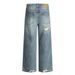 Beggar Punk Style Ripped Jeans Washed Vintage Loose Wide-Leg Straight Long Pants Men's Trendy Fashion Gradient_mkmklike.com