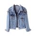 Embroidered Denim Jacket For Women – Korean Style Loose Fit With Blue Dragonfly Beaded Pockets (S-2XL, Weight Recommendations Included)_mkmklike.com