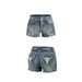 Women's Western Style Skull Embroidered Denim Shorts Slimming Hot Pants Washed Edges Cross Border in Stock_mkmklike.com