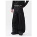 Black Denim Statement Pants – High Street Vintage Wide-Leg Jeans With 3d Pleats & Contrast Stitching_mkmklike.com