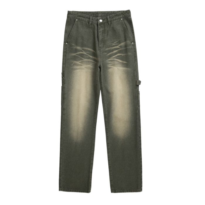 Men's Clothing Summer And Autumn New Individuality Trend Straight Jeans For Men Whitened Casual Style Washed Distressed Jeans For Men_mkmklike.com