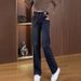 Elastic Waist Wide-Leg Jeans For Women, Fall/Winter 2025 New Popular High-Waisted Pants, Vintage Fleece-Lined Slim_mkmklike.com