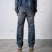 Men's Retro Distressed Wide Leg Straight Leg Jeans Mid Waist Slight Stretch Long Length Street Style Patches_mkmklike.com
