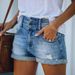 European Style Plus Size Women's High Waist Denim Shorts Elastic Fashion Summer Slimming Hole Design Cotton Shorts_mkmklike.com