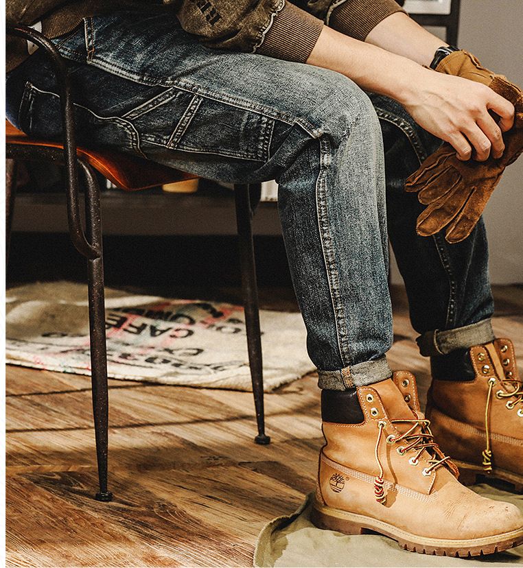 Men's Slim Fit Jeans Spring Autumn Korean Style Trendy Casual Long Pants_mkmklike.com