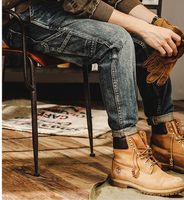 Men's Slim Fit Jeans Spring Autumn Korean Style Trendy Casual Long Pants_mkmklike.com