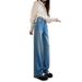 Women's Starry Rhinestone Wide-leg Jeans Stylish Design, High-waisted, Stretchy, Straight-cut, Loose-fitting, Slimming,_mkmklike.com