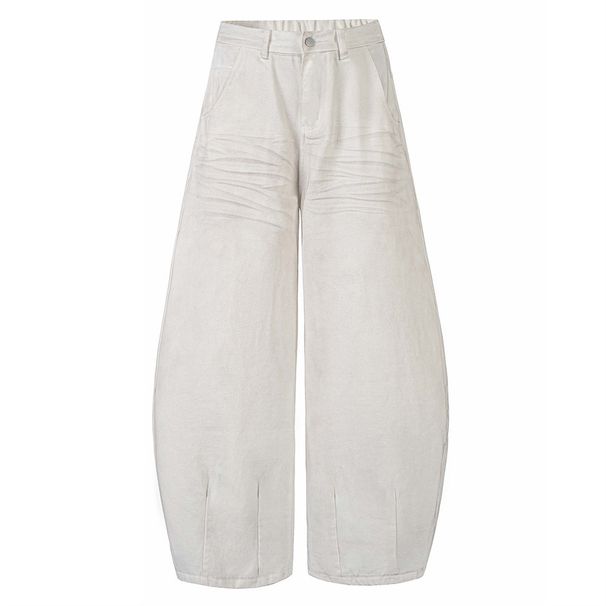 Spray-Dyed Vintage Dirty Denim Scimitar Pants Men's High Street Punk Pocket Design Loose Wide-Leg Trousers_mkmklike.com