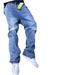 Cleanfit Vintage Washed Distressed Jeans – Relaxed Straight-Leg Denim Pants With Armor-Inspired Rips For Men, High Street Fashion_mkmklike.com