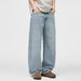 Men’S Curved Blade Jeans – Vintage Washed Relaxed Fit Denim Pants, High Street Cleanfit Style For Casual Wear (Retro Blue)_mkmklike.com